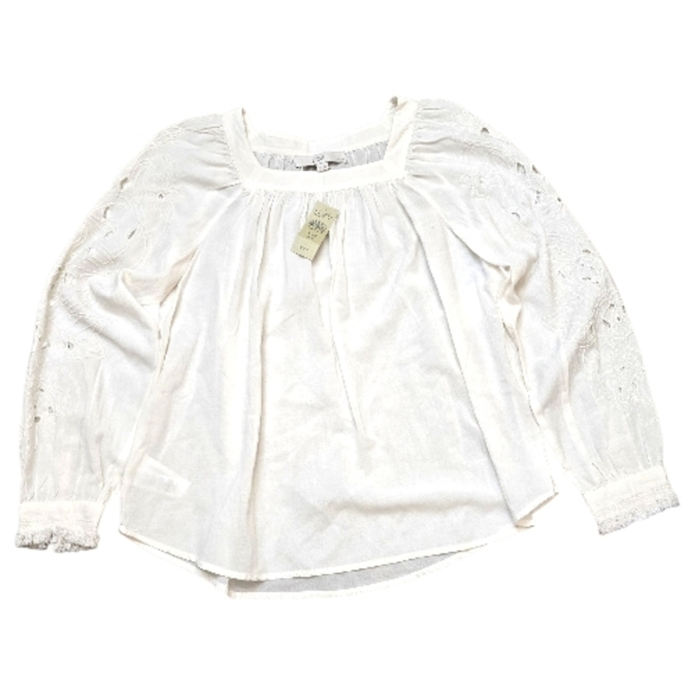 NWT  -  LOFT Cream Long Sleeve Peasant Blouse Sz XXS